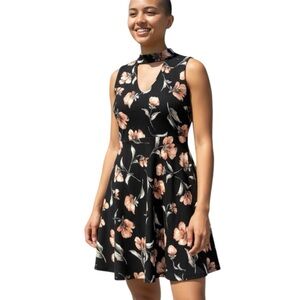 PAPAYA Black & Pink Floral Mini Cutout Dress Size L